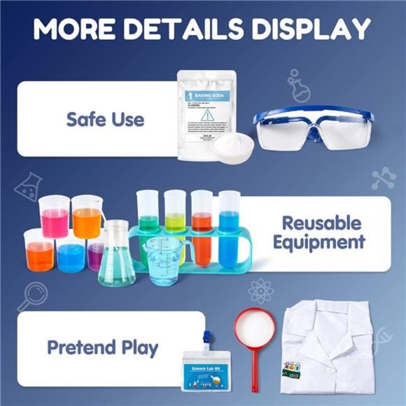 60 Science Experiment Klever Kit with Lab Coat Scientist Costume Dress Up - Picture 4 of 6